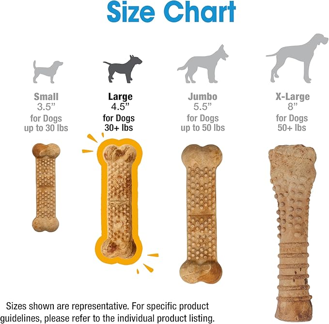 Nylabone Nubz Natural Dog Chew Treats for Large Dogs, Long Lasting Dog Chew Bones Made in the USA, Chicken Flavor Breath Freshener Dental Chews, Large Dog Bones for Dogs Over 30 lbs. (8 Count)