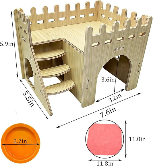 Hamster Hideout Hamster Wood House Maze Platform Detachable Cage Accessories for Rat Dwarf Hamster Gerbil Sugar Glider