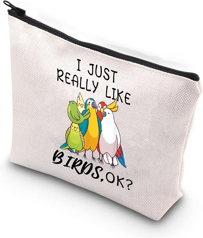BDPWSS Parrots Makeup Bag For Women Parrots Lover Gift Bird Watching Cosmetic Bag i Just Really Like Birds Parrot Cockatoo Budgerigar Gift Ornithologist Gift (Just like birds)
