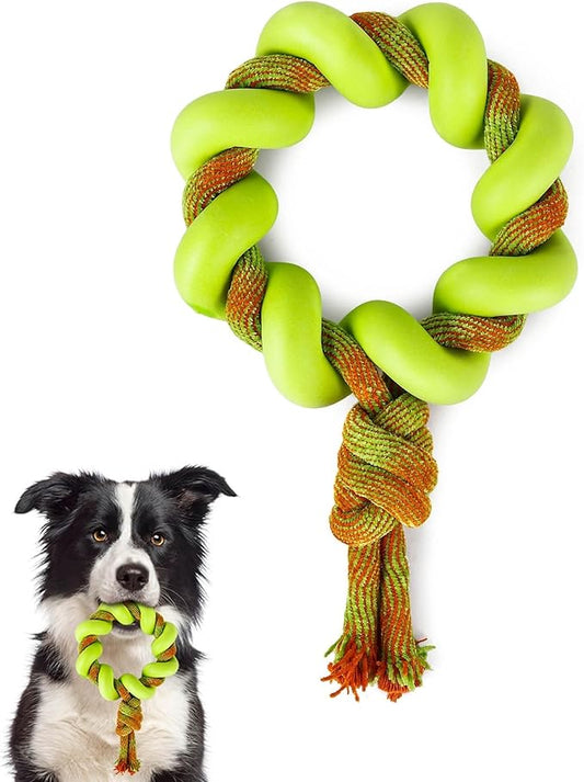 ALL FOR PAWS 6.1" Dog Ring Toy, Tug of War Dog Toy with TPR Foam & Rope, Interactive Dog Toys for Fetch, Training & Outdoor Play, Dog Toys for Small, Medium & Large Dogs