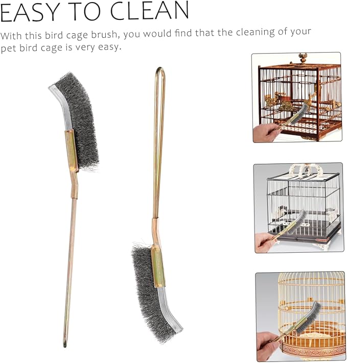 Angoily Cage Cleaner Cleaning Brush for Bird Cage 4 Pcs Birdcage Brush Bird Cage Pet Cage Cleaning Bird Brush Bird Cleaning Supplies Mini Steel Handle