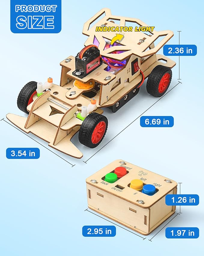 Poraxy STEM Kits for Kids 8-10, STEM Toys for Boys Ages 8-13, Remote Control Car, Wooden 3D Puzzles Science Kits 8-12 Projects Building Model, Birthday Gifts for 9 11 14 Year Old Teen Boys Girls