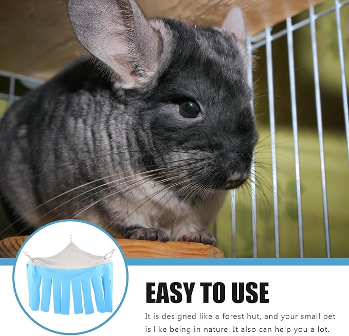 DOITOOL Small Animal Corner Hideaway Tent with Hammock, Light Blue Soft Fabric Guinea Pig Bed and Hamster Sleeping Shelter for Rabbits and Small Animals