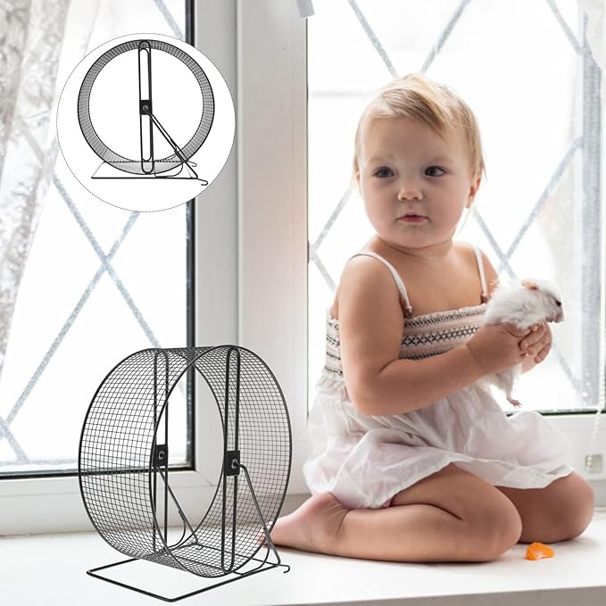 UKCOCO Hamster Exercise Wheel- Metal Hamster Wheel Running, Wire Mesh Gerbil Toy with Bracket, Silent Jogging for s Squirrel