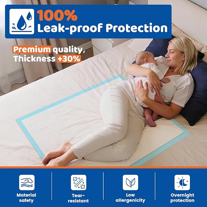 100 Count Disposable Beds Pads 23"x36",Premium Adults Incontinence Chucks Underpads,Super Absorbent Waterproof Pee Pads,Extra Large Puppy Training Pad,Baby Changing Pad
