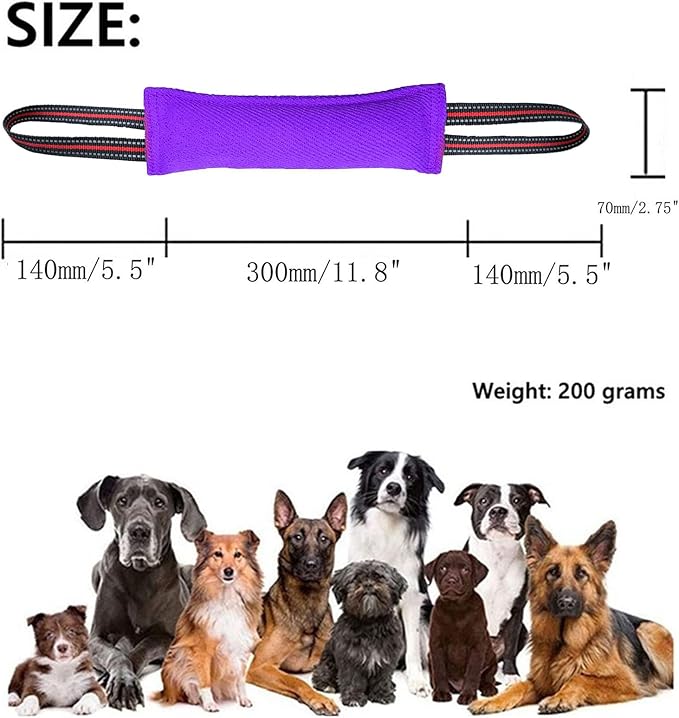 Clysoru Tug Toy for Dogs Tug of War Dog Toy with 2 Strong Red Band Handles Lasting Training Equipment Puppy to Large Dogs Interactive Toy Best for Tug of War Pull Indestructible Rope Toys (Purple)
