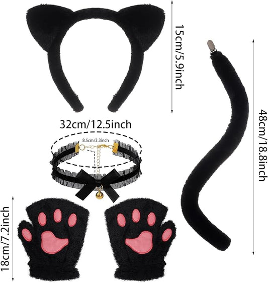 choyaxo Cat Costumes Including Cat Ears and Tail Necklace Paw Gloves Animal Costume