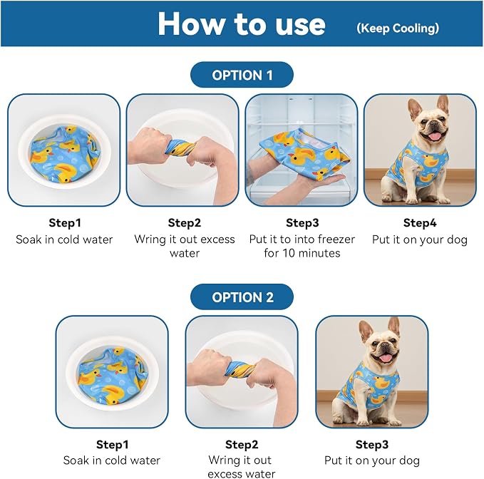 cyeollo 2 Pack Dog Cooling Shirt, Lightweight Sun Protection Sleeveless Dog Vest, Breathable Summer Clothes for Small Medium Dogs Boy & Girl, Soft Pet Tshirts, Yellow Duck XL