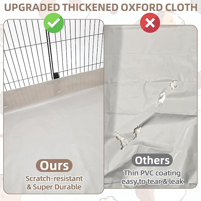 Guinea Pig Cage Liner for 48" x 24" Habitat, 600D Oxford Bottom Tarp with 4" Raised Sides, Washable Cage Base for Guinea Pigs, Rabbits and Small Animals