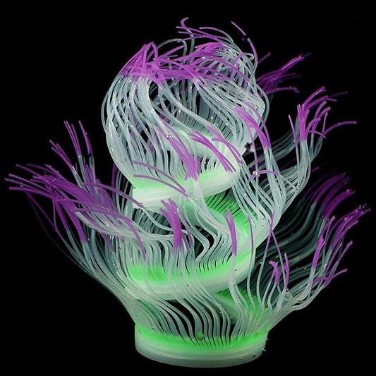 WishLotus Fish Tank Coral Ornaments, Artificial Soft Silicone Aquarium Coral Decorations Colorful Lifelike Glowing Fish Tank Decorations Accessories for Aquarium Landscaping (Purple)