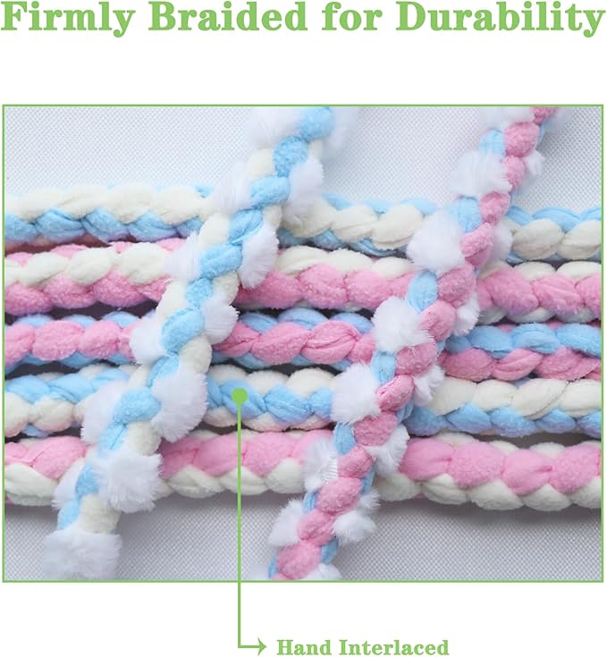 Baba&Nana Braided Fleece Dog Tug Toy (1PC), Assorted Colors Dog Rope Toy, Interactive Tug of War Dog Toy for Large & Medium & Agility Dogs - New and Old tug Rope Shipped Randomly! (Pink/Faux Fur)