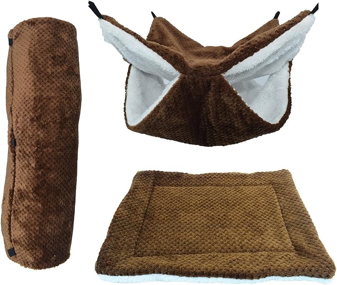 Plush Ferret Bed - Cave Tunnel Hammock Mat, Warm Small Animal Sleeping Nest | for Hamster Sugar Glider Ferret Resting Hiding Playing Climbing Indoor Winter