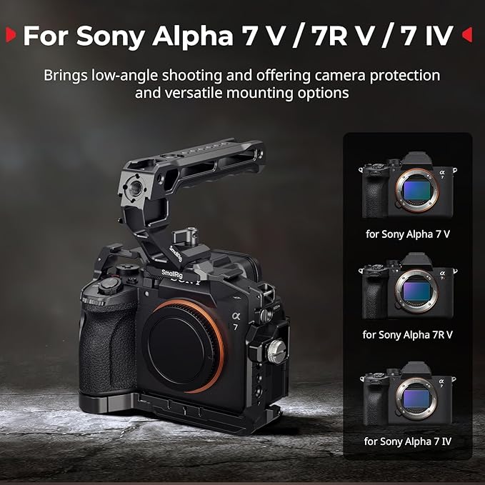 SmallRig A7 V / A7R V / A7 IV Cage Basic Kit for Sony Alpha 7 V/Alpha 7R V/Alpha 7 IV, with Quick Release Plate for Arca, Includes Top Handle/Cable Clamp for HDMI