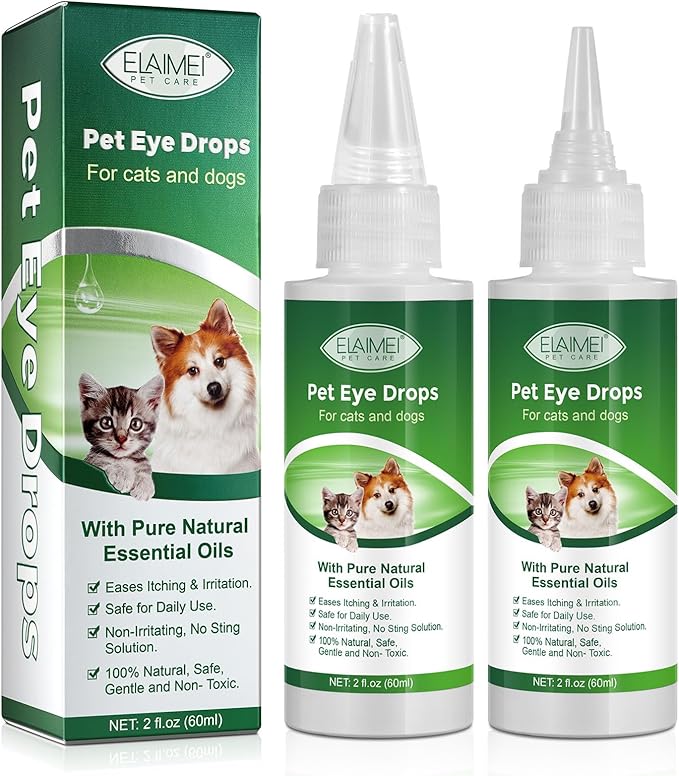 VOSIFSDIY Eye Drops for Dogs, 2PCS Cats and Dogs Eye Drops, Dog Eye Infection Treatment Relieve Eyes Itching & Irritation, Pink Eye & Allergies Symptoms Safe & Gentle Formula