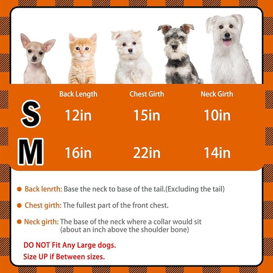 PUPTECK Plaid Fall Dog Shirt, Cute Puppy Cat Polo T-Shirt, Soft Pet Clothes Boy for Small Medium Dogs, S