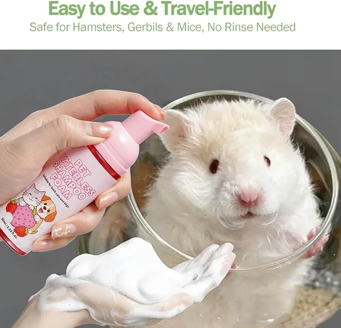 Rabbit Shampoo Mousse, 3.6x10cm Waterless Cleaning Foam, Small Pet Washing Solution for Grooming, Hygiene, Furs, Maintenance, Rabbits, Guinea Pigs