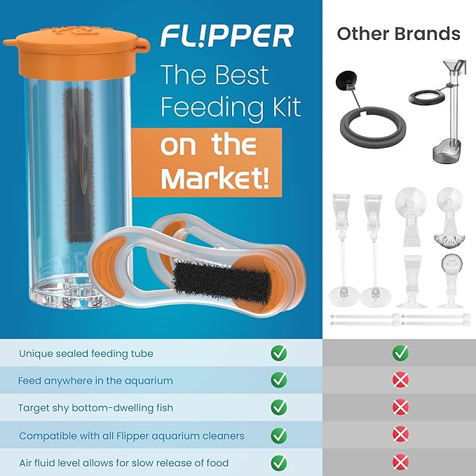 Flipper Feeder - Aquarium Cleaner Fish Food Feeding Clip Kit Fish Tank Accessories for Nano, Standard & Max Aquarium Cleaning Tools Glass Cleaner