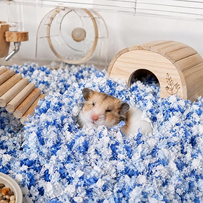 Hamster Bedding 50L, Dust-Free Paper Bedding, Odor Control, 5X Expansion, Natural Unscented for Small Animals, Guinea Pigs, Rabbits & Gerbils
