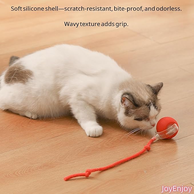 Interactive Cat Toy Ball Automatic Rolling Smart Cat Ball with Tail Motion Activated USB Rechargeable 3 Speed Modes Bird Chirping Durable Silicone Pet Toy for Indoor Cats Multiple Colors (Yellow)