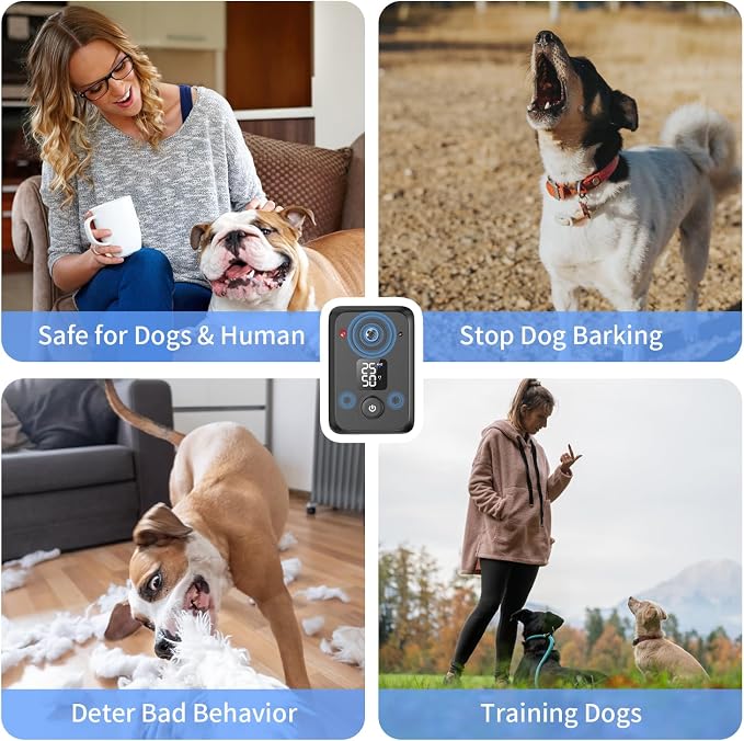 Anti Barking Device for Dogs,50FT Effective Range bark Deterrent Device,3 Modes Rechargeable,Fit All Breeds&Size Dog Black,Medium
