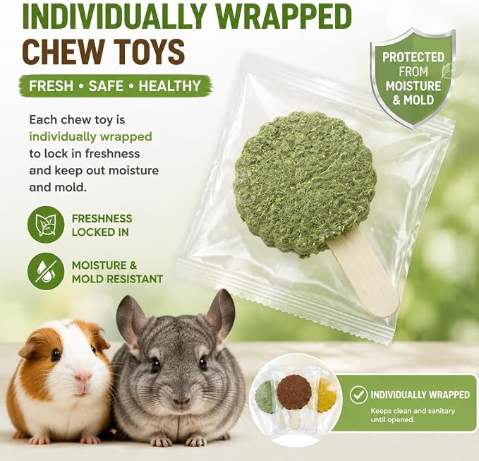 YKD Natural Timothy Hay Cookie Sticks Chew Toys for Teeth | Chew Toy Refill, Bunny Chew Treats for Rabbits, Guinea Pigs, Chinchillas (Multicolour - Mixed)
