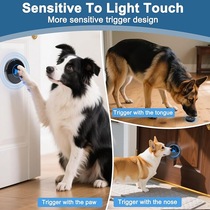 Dog Door Bell 2026 Enhanced Touch, Wireless Doggie Doorbell for Potty Training to Go Outside, IP65 Waterproof, 1000ft Range, 55 Melodies, 5 Modes & Adjustable Volume, 1 Buttons