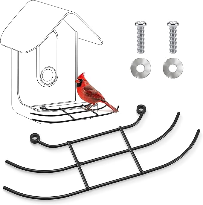Hohean Metal Perch Extender Compatible with Bird Buddy Smart Feeder - Weatherproof Fan Shaped Perch Accessory with Installation Screws, Ideal for Multiple & Clear Bird Photos