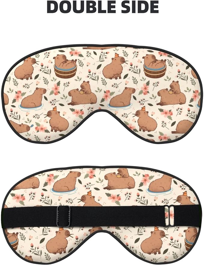 Capybaras Sleep Mask Breathable Soft Eye Mask for Sleep for Women Men Lightweight Eye Cover for Travel, Night Work, Nap, Office