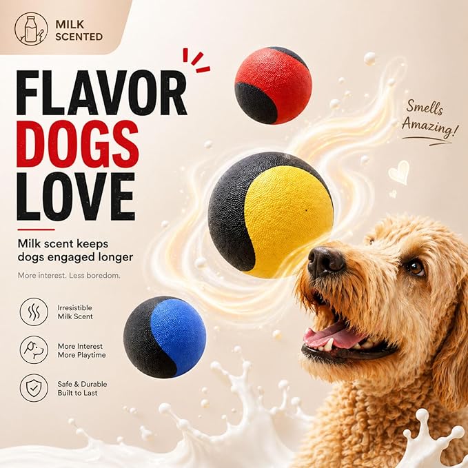 Squeaky Dog Ball for Fetch – Floating Rubber Ball for Water Play, Easy to Spot, Keeps Dogs Engaged, Durable for Pool, Lake & Outdoor Use, 2.7 Inch for Small & Medium Dogs