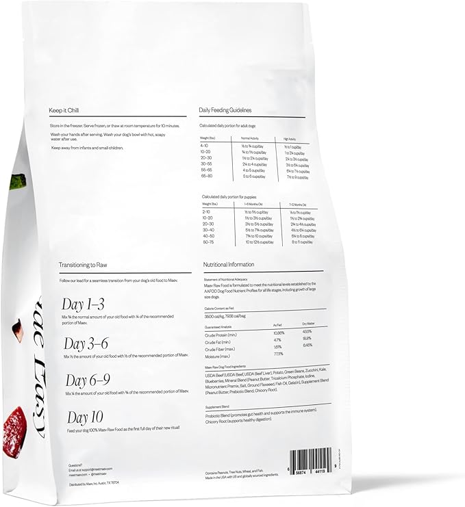 Maev Human-Grade Beef Dog Food, Weight & Digestion Formula, Whole Ingredient, Gluten-Free, High Protein Puppy & Dog Food, 15 lb