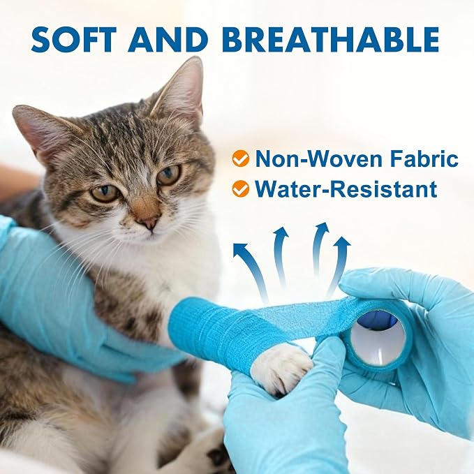 Lotfancy 10 Rolls Self Adhesive Vet Wrap, 2 Inch Cohesive Bandage Wrap for Wound Care, Elastic Pet Tape for Dogs, Cats, Horses, Breathable Medical First Aid Tape for Paw, Leg, Foot, Assorted Colors