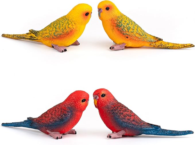 AUEAR, 4 Pack Bird Decorative Figurines Mini Fake Parrot Ornaments Parakeet Model for Home Garden Decoration