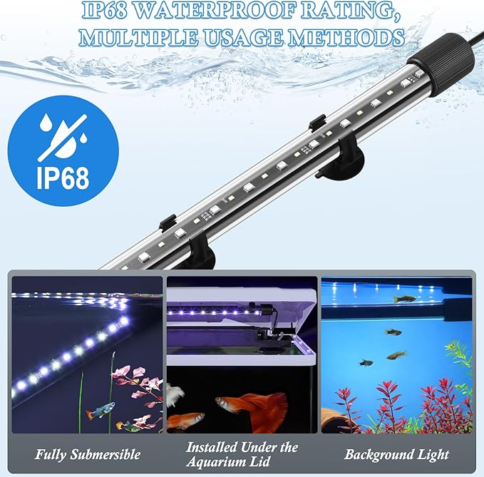 FEDOUR 18.9in Submersible Aquarium LED Light, 24/7 Mode Aquarium Lights with Full Spectrum RGBW LEDs, IP68 Waterproof Fish Tank Light with Dimming, Timming and Color Adjustable