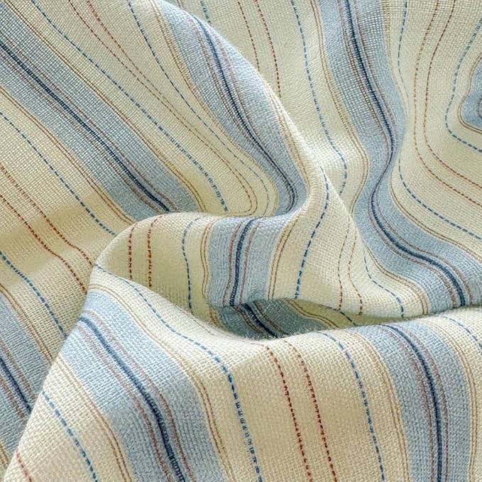 BlueBlue Stripe Duvet Cover Set Twin 100% Cotton Soft Lightweight Gauze Bedding Blue Line Stripes on White 1 Abstract Geometric Comforter Cover 2 Pillowcases (Twin)