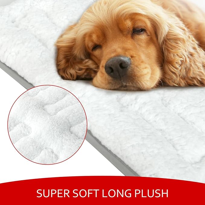Dog Bed Crate Mat(42" X 28"), Soft Plush Dog Bed Pad Machine Washable Crate Pad, Dog Sleeping Mat with Anti Slip Bottom