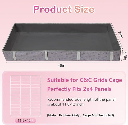Funfurry Waterproof Guinea Pig Cage Liner,Washable Tarp Bottom Base,Cage Liners for Small Animals,Hamster Chinchilla Hedgehog Ferret Rabbit. (Dark Grey-Paw, 24" X 48")