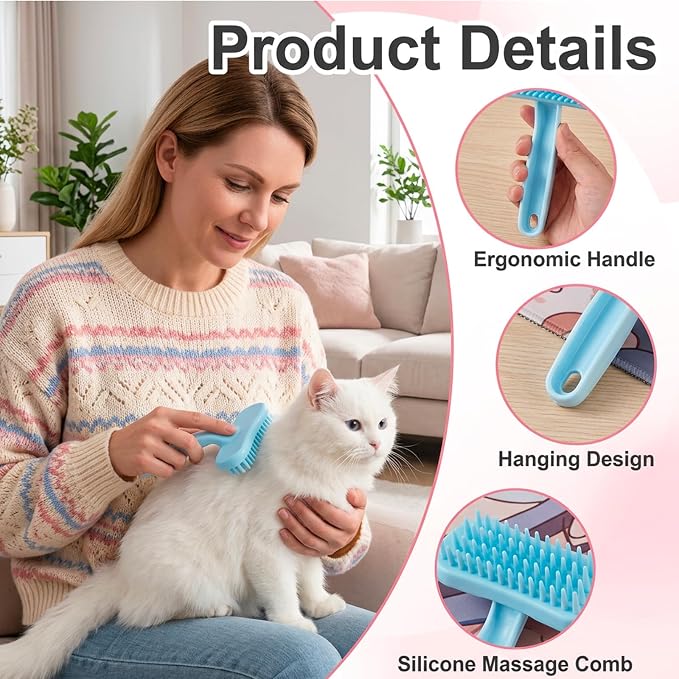 3PCS Bunny Brush Set, Silicone Pet Brush for Grooming, Rabbit Brush For Shedding Grooming, Hair Buster Comb for Small Animals, 2PCS Soft Silicone Brushes and 1PCS Nail Clipper Set for Gentle Pet Care