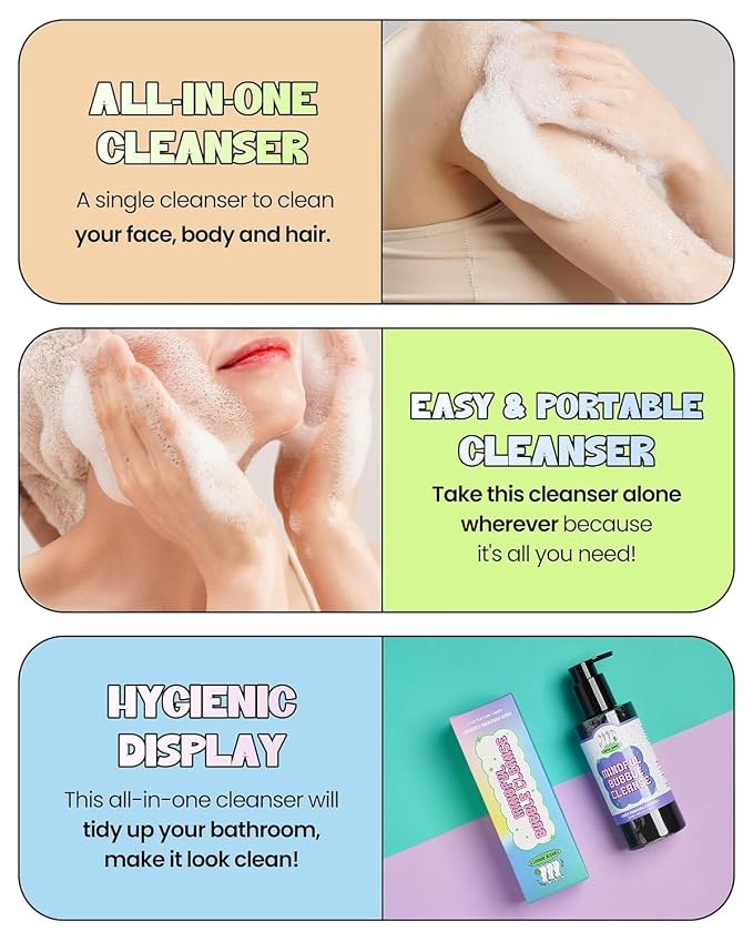 CHASIN' RABBITS Mindful Bubble Cleanse | Vegan All In One Face to Body Bubble Cleanser | Pore Purifying with Charcoal face wash for mens, For Oily Skin | 200mL/6.76 fl. oz