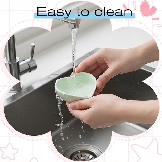 2 PCS Hamster Ceramic Food Bowl, Anti-Turning Heart Hamsters Food Water Dish, Ceramic Pet Bowls for Guinea Pig Gerbil Hedgehog Rat Rodent Bunny Parrots (Green, Blue)