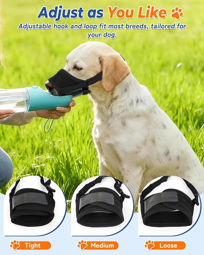 Soft Dog Muzzle for Anti Biting & Barking – Secure & Breathable Mesh Mouth Guard for Grooming, Vet Visits, and Walks - Fits Small, Medium, Large Sized Dogs (Black-S)
