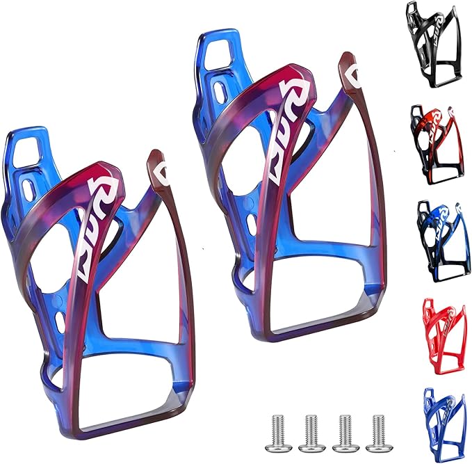 Suruid Bike Water Bottle Cage, Universal Bike Water Drink Holder Durable Ultralight Plastic Water Bottle Holder for Bicycle, Cycling Bottle Cages for MTB, Road Bike, Mountain Bike,2 Pack - Blue Purple
