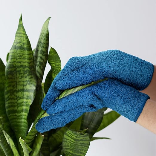 Bencailor 3 Pairs Microfiber Gloves Dusting Cleaning Gloves Plants Gloves Lengthen Thicken Cleaning Gloves Mitt for Blind(Purple, Blue, Rose Red)