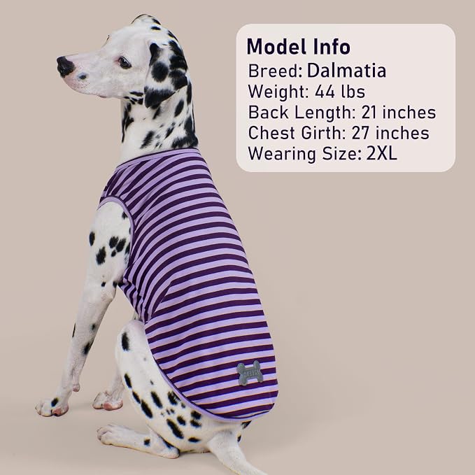 KYEESE 2Pack Dog Shirt, Soft Striped Dogs T Shirts, Lightweight Pet Tank Top, Sleeveless Dog Shirt for Large Dogs, Stretchy Comfortable Pet Vest, Purple, 3XL