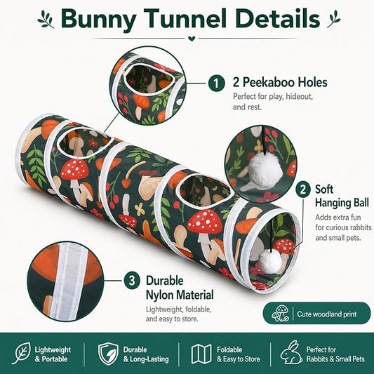 Mechpia Rabbit Toys, Large Bunny Hideout Tunnel and Tube for Rabbit Guinea Pig Chinchilla Ferret Rat