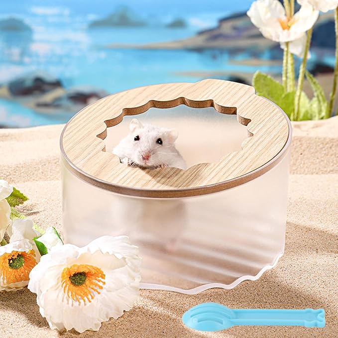 Marchul Hamster Sand Bath Container, Hamster Sand Bath Box with Cleaning Scoop, Transparent Hamster Bathtub Bathroom Toilet, Easy to Clean, Hamster Litter Box for Dwarf Hamster, Syrian Hamster, Gerbil