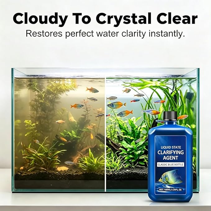 Fast-Acting Aquarium Water Clarifier, Clears Cloudy Fish Tank, Powerful Freshwater Aquarium Water Purification Clarifier, Liquid State Clarifying Agent, Safe & Gentle Formula (A)