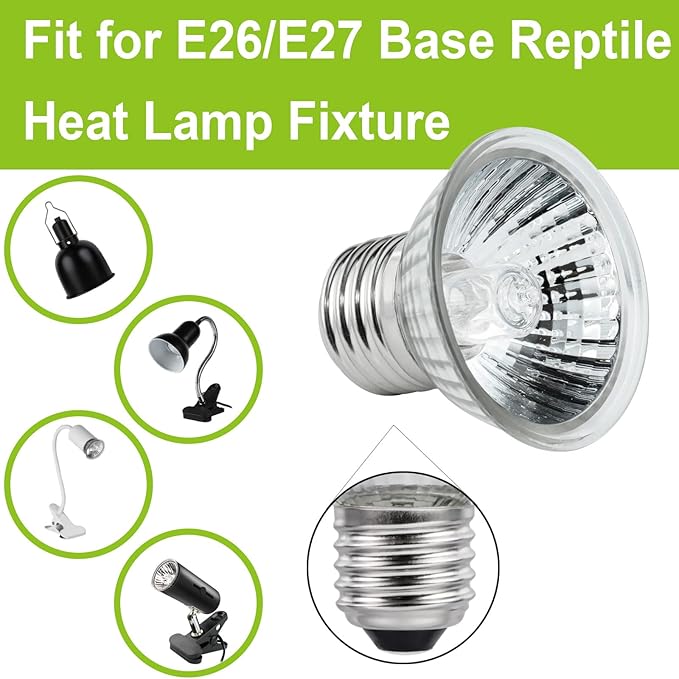 UVB UVA Reptile Light Bulb 50W Bulb for Reptiles and Amphibians Use for Turtle, Bearded Dragon, Lizard Cages Heat Lamp Replacement Bulb, Pack of 6