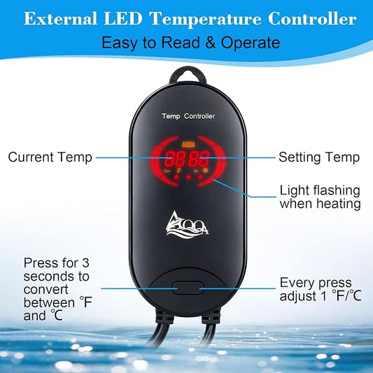 AQQA Aquarium Heater 1000W for 150-300 Gallon Submersible Fish Tank Heater for Aquarium Betta Fish Heater Aquarium Thermostat Heater Hydroponic Freshwater & Saltwater (1000W, 150-300Gal)