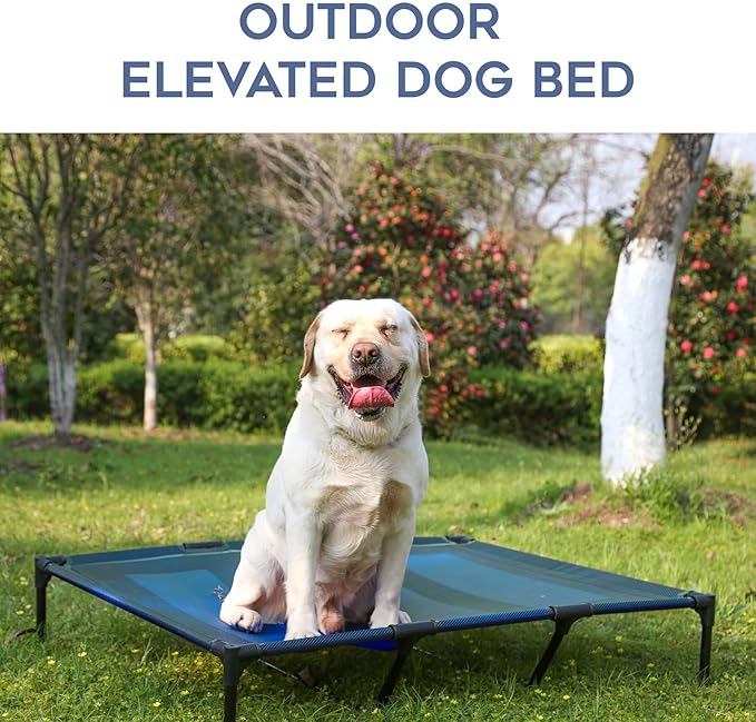 suddus Elevated Dogs Bed Waterproof Outdoor, Portable Raised Dog Bed, Dog Beds Off the Floor, Dogs Bed Easy Clean Indoor or Outdoor Use, X-Large, Blue