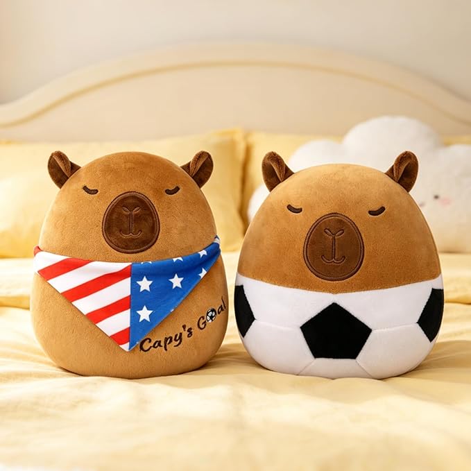Capybara Soccer Plush - 8" Cute Stuffed Animal with Soccer Ball Body, Soft Plushies Toy for Kids & Adults, Kawaii Soccer Gift for Girls Boys, Ball Party Favors